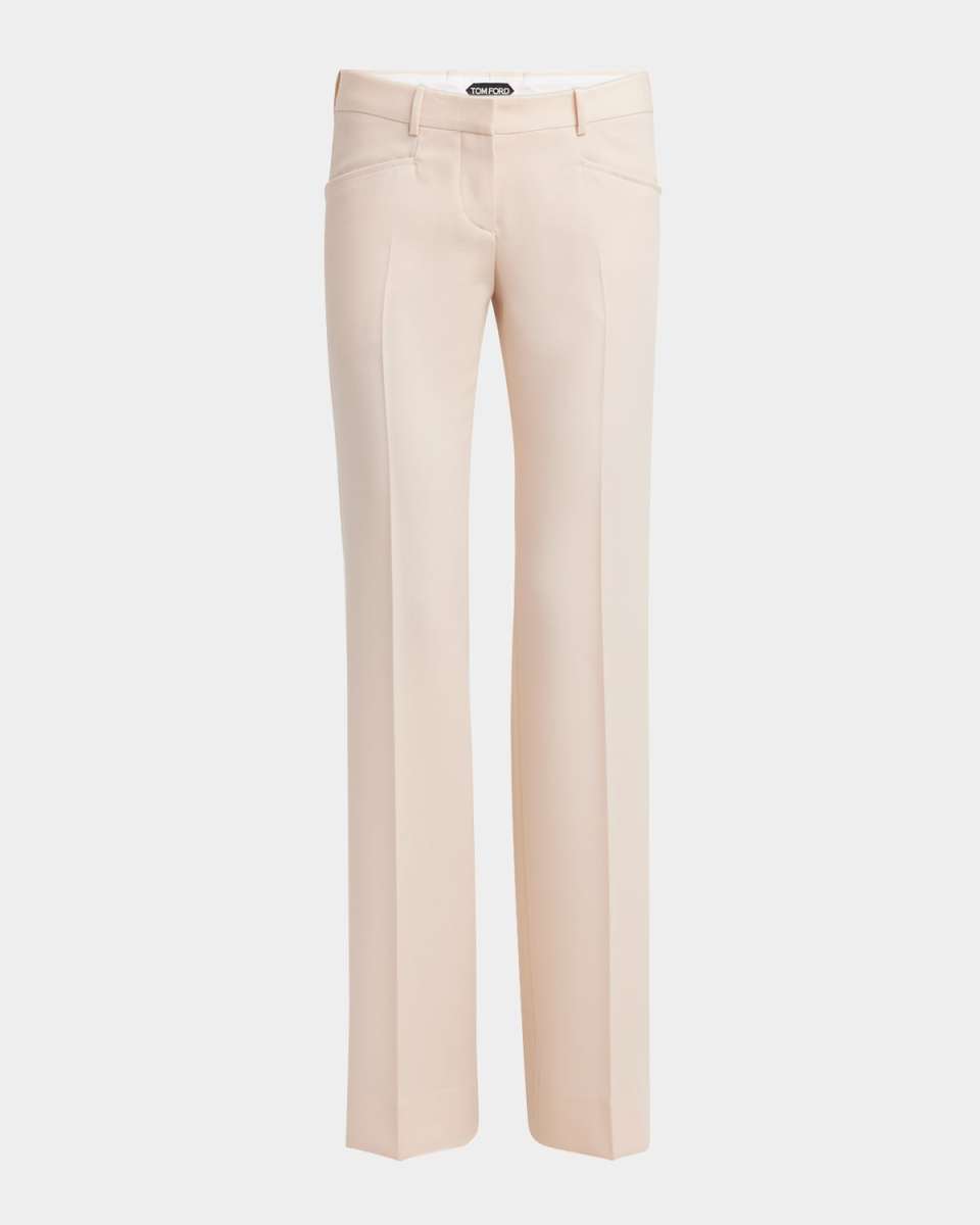 Low-Waist Wool Flare Trousers